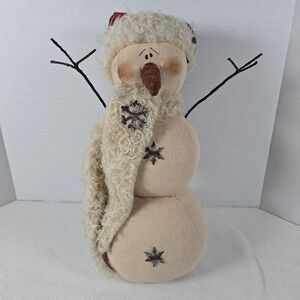 WT Collection Snowman Plush Decoration Red Plaid Hat Scarf Christmas